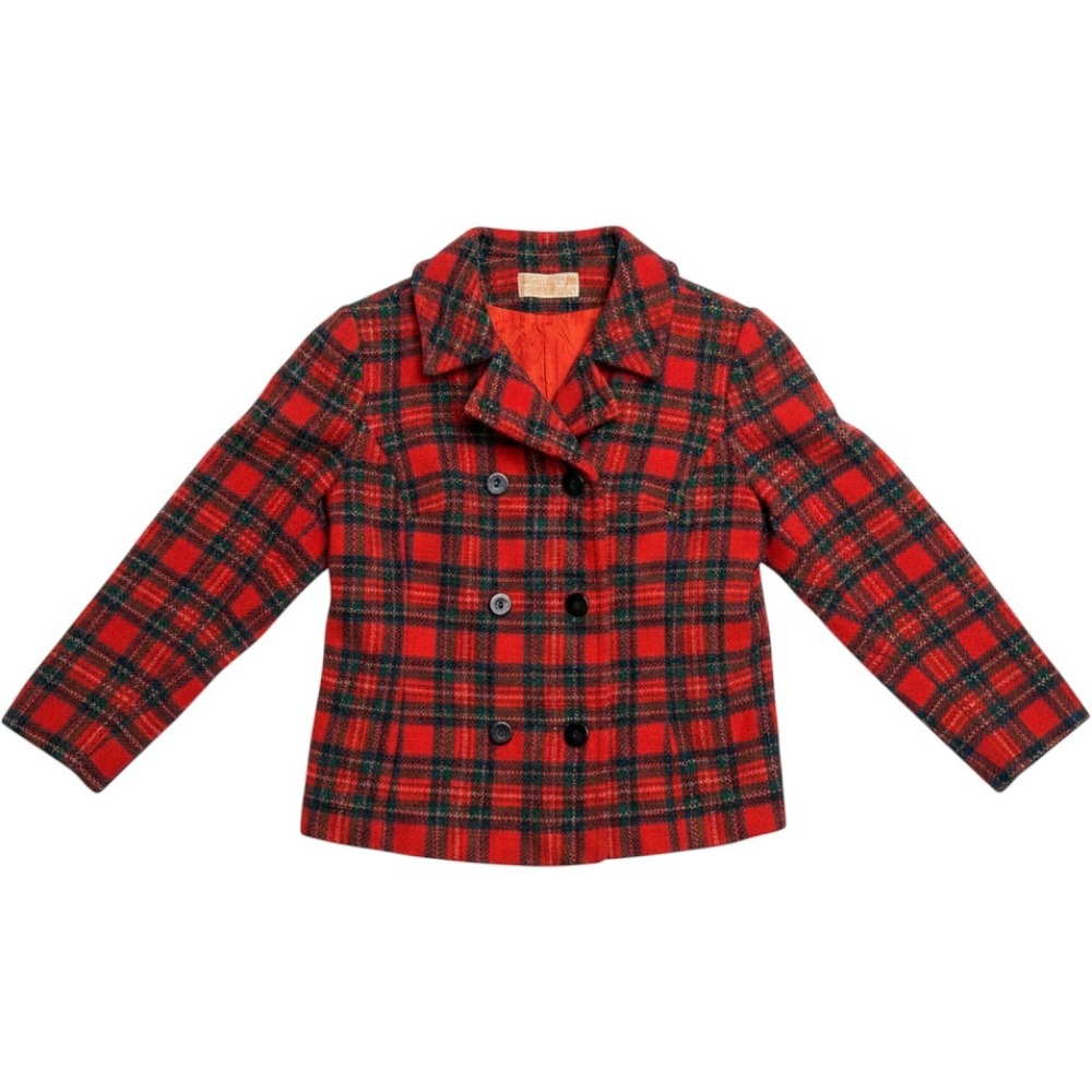 Vintage Pendleton Womens Virgin Wool Jacket S Double Breasted Red Fitted Style